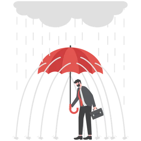 Empresário azarado sob chuva  Ilustração