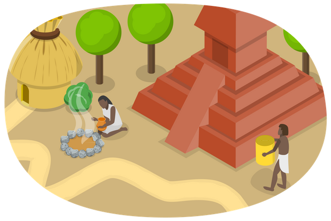 Aztec Village  Illustration