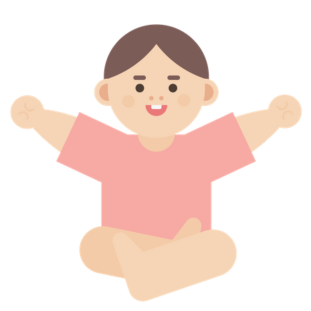 Bebê sentado e feliz  Ilustração