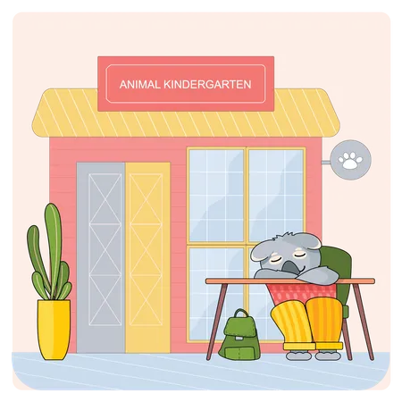 Baby Animals Attend Classes  Illustration