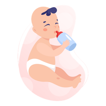 Baby boy drinking milk Illustration