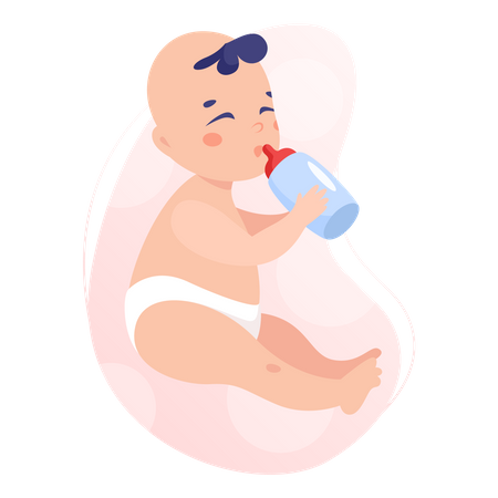 Baby boy drinking milk  イラスト