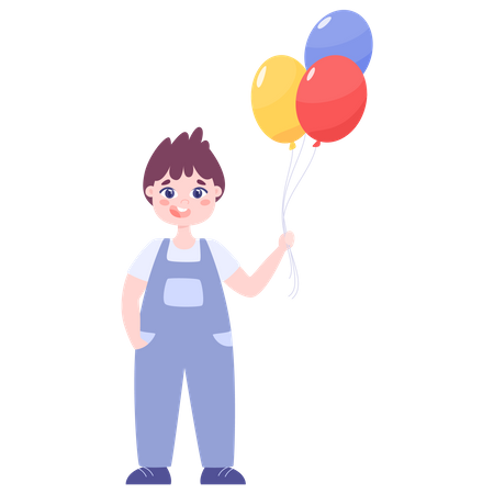 Baby boy holding balloons Illustration