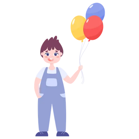 Baby boy holding balloons  Illustration