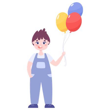 Baby boy holding balloons  イラスト