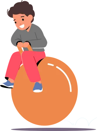 Baby Boy Jump On Fitball Illustration