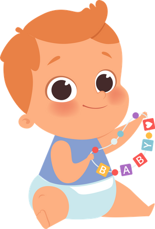 Baby boy playing with toy  Illustration