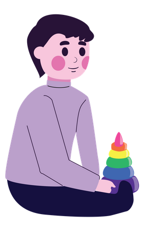 Baby boy playing with toy  イラスト