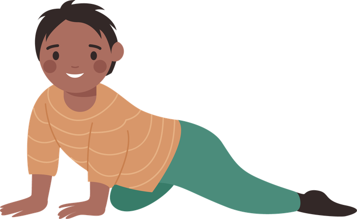 ハイハイしようとしている男の子  イラスト