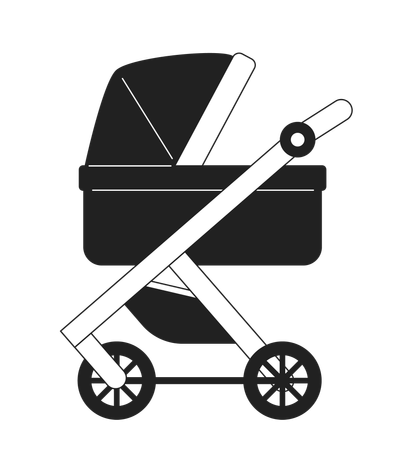 Baby carriage on wheels  Illustration