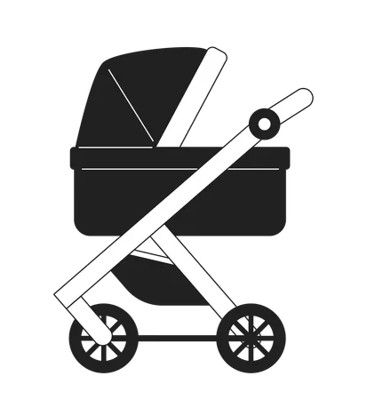 Baby carriage on wheels  Illustration