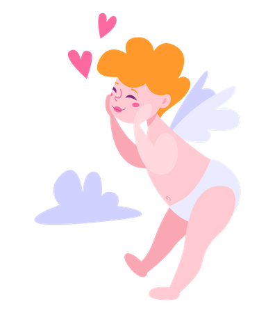 Baby cupid on valentine day  Illustration