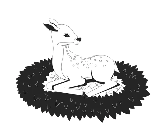 Baby deer resting on grass  Illustration