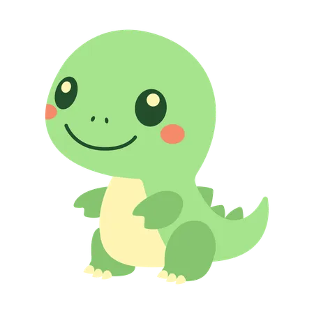 Baby Dino Dinosaur Animal Mascot Character with Smile Expression  Illustration