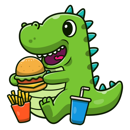 Baby-Dinosaurier beim Essen  Illustration