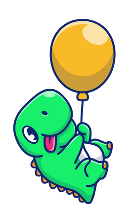 Baby dinosaurs holding balloon  Illustration