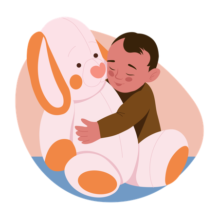 Baby doing toy hug  Illustration