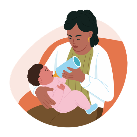 Baby drinking milk from bottle  Illustration