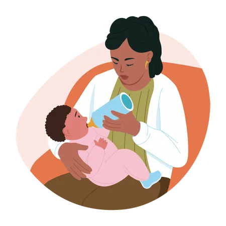 Baby drinking milk from bottle  Illustration