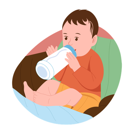 Baby drinking milk  Illustration