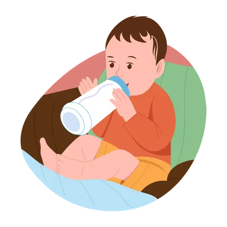 Baby drinking milk  Illustration