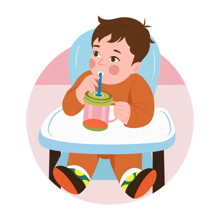 Baby drinking water  Illustration