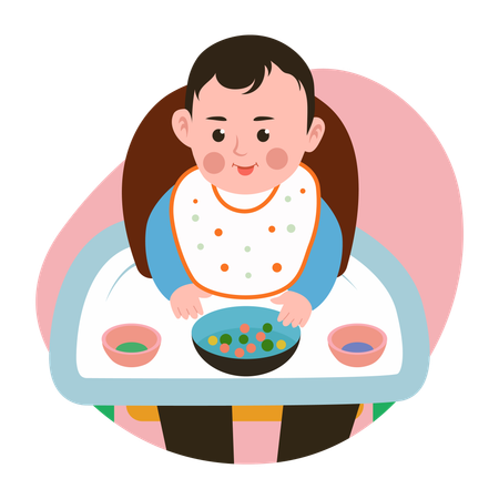 Baby eating food  Illustration