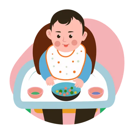 Baby eating food  Illustration