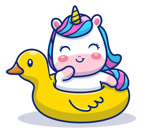 Baby-Einhorn auf Ente  Illustration