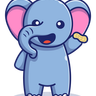 illustration for elephant eating peanut