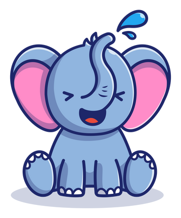 Baby elephant playing water  Illustration