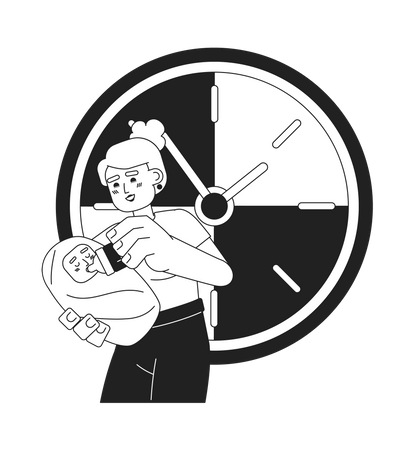 Baby feeding in time  イラスト