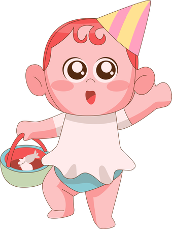Baby girl carrying candy  Illustration