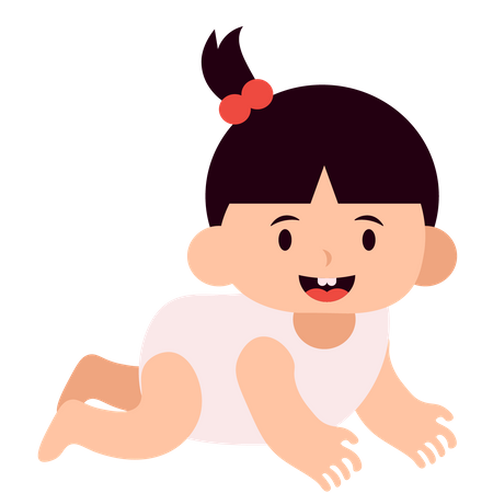 Baby Girl Crawling  Illustration