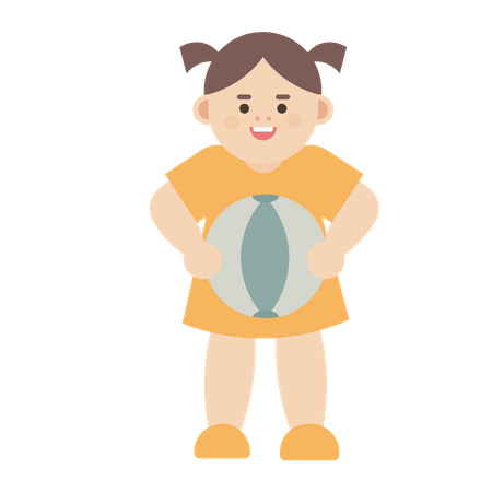 Baby Girl holding  ball  Illustration
