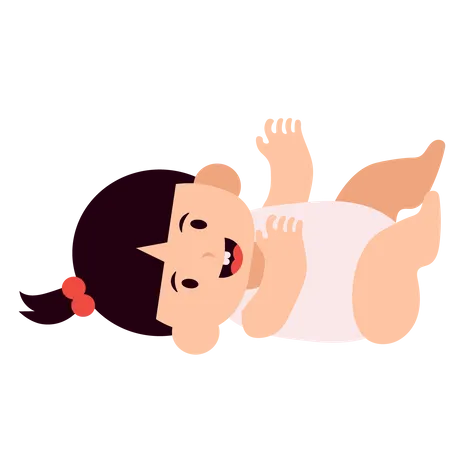 Baby Girl Lying Down  Illustration