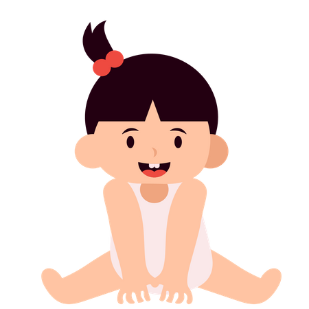 Baby Girl Sitting on floor  Illustration
