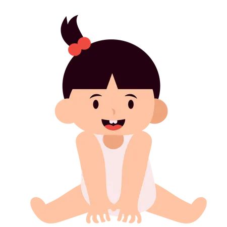 Baby Girl Sitting on floor  Illustration