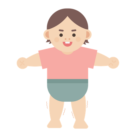 Baby girl standing  Illustration