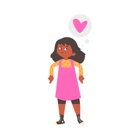 地面を指差しながら立っている女の赤ちゃん  イラスト