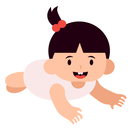 Baby Girl Tummy time  Illustration