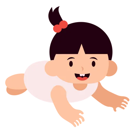 Baby Girl Tummy time  Illustration