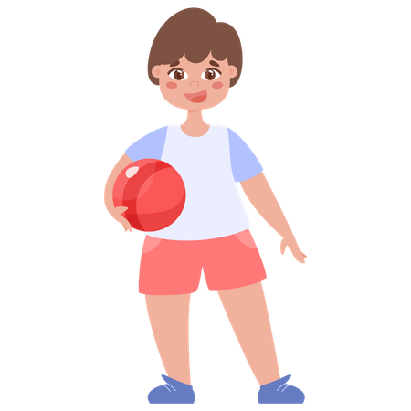 Baby girl with ball  Illustration