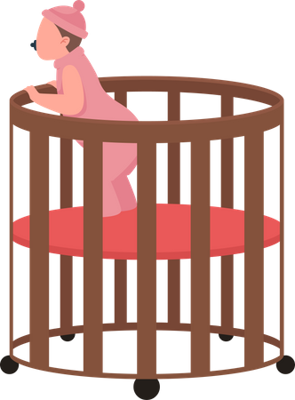 Baby in cradle  イラスト