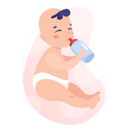 Babyjunge trinkt Milch  Illustration