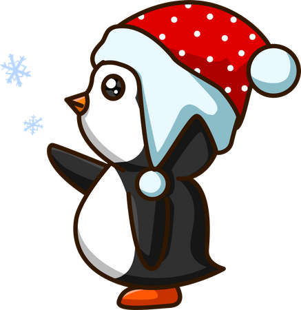 Baby-Pinguin mit Eiskristall in der Weihnachts  Illustration