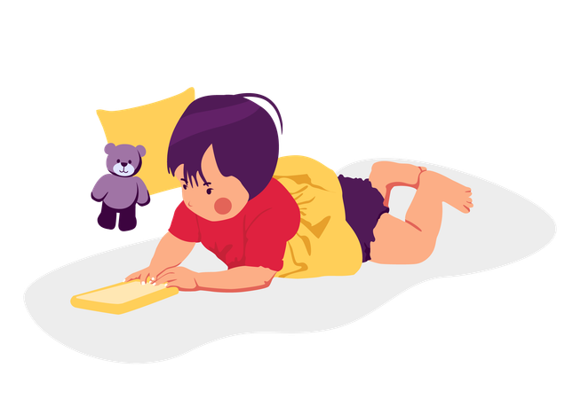 Baby playing with phone  Illustration