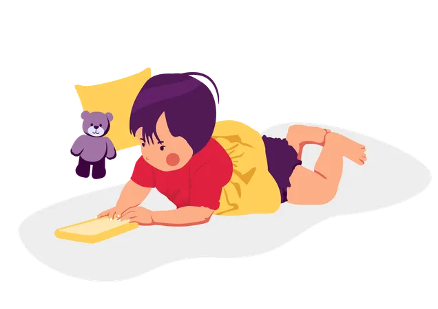 Baby playing with phone  Illustration