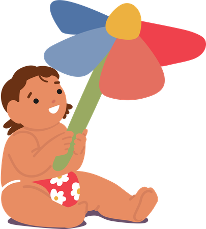 Baby Playing With Toy  Illustration
