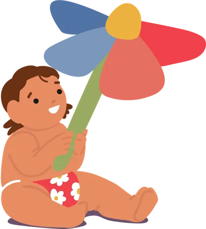 Baby Playing With Toy  Illustration